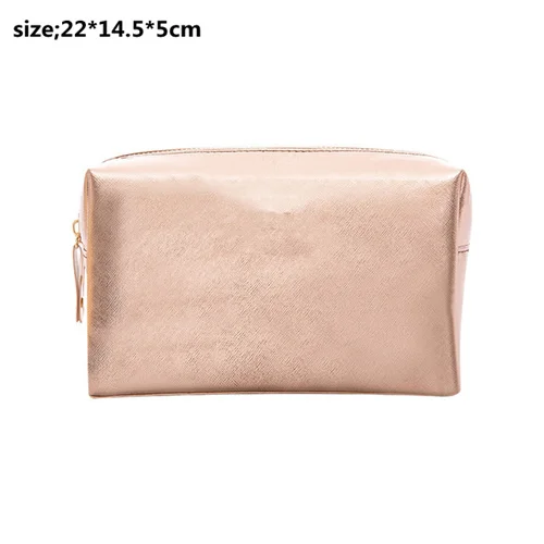 rose gold Женская однотонная косметичка, 1 шт., косметичка, красивый чехол, органайзер для макияжа, дорожная сумка, косметичка, клатч, несессер, дропшиппинг - Цвет: rose gold