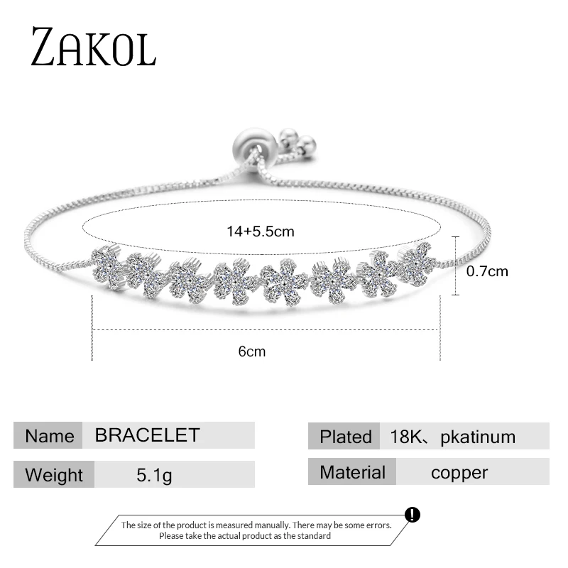 ZAKOL брендовые браслеты в форме цветка с кубическим цирконием и кристаллом