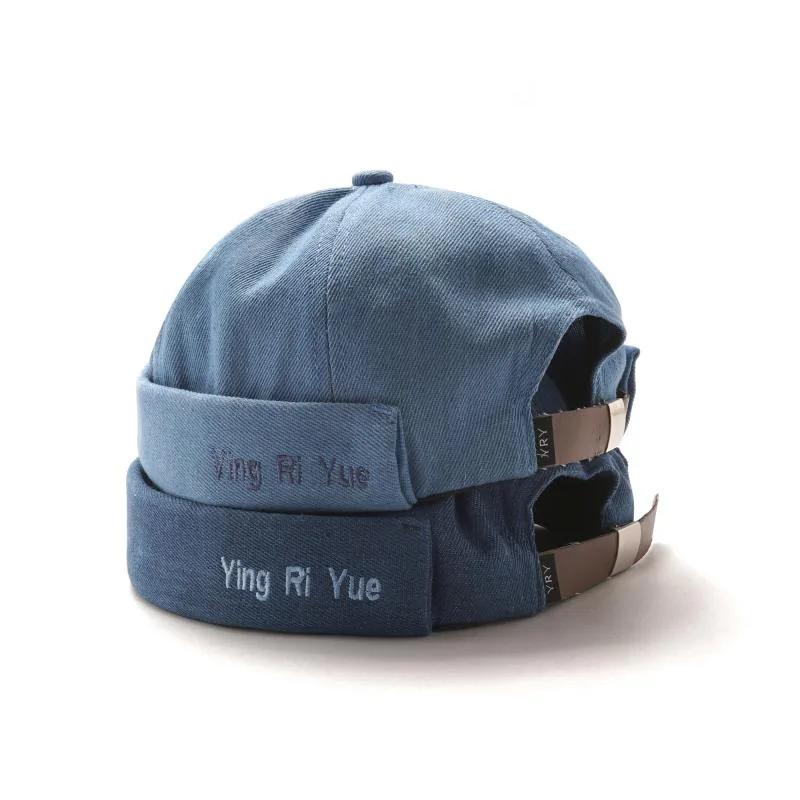 Новинка 2019 Harajuku Темная джинсовая кепка с черепом шапочка Кепка моряком манжетами