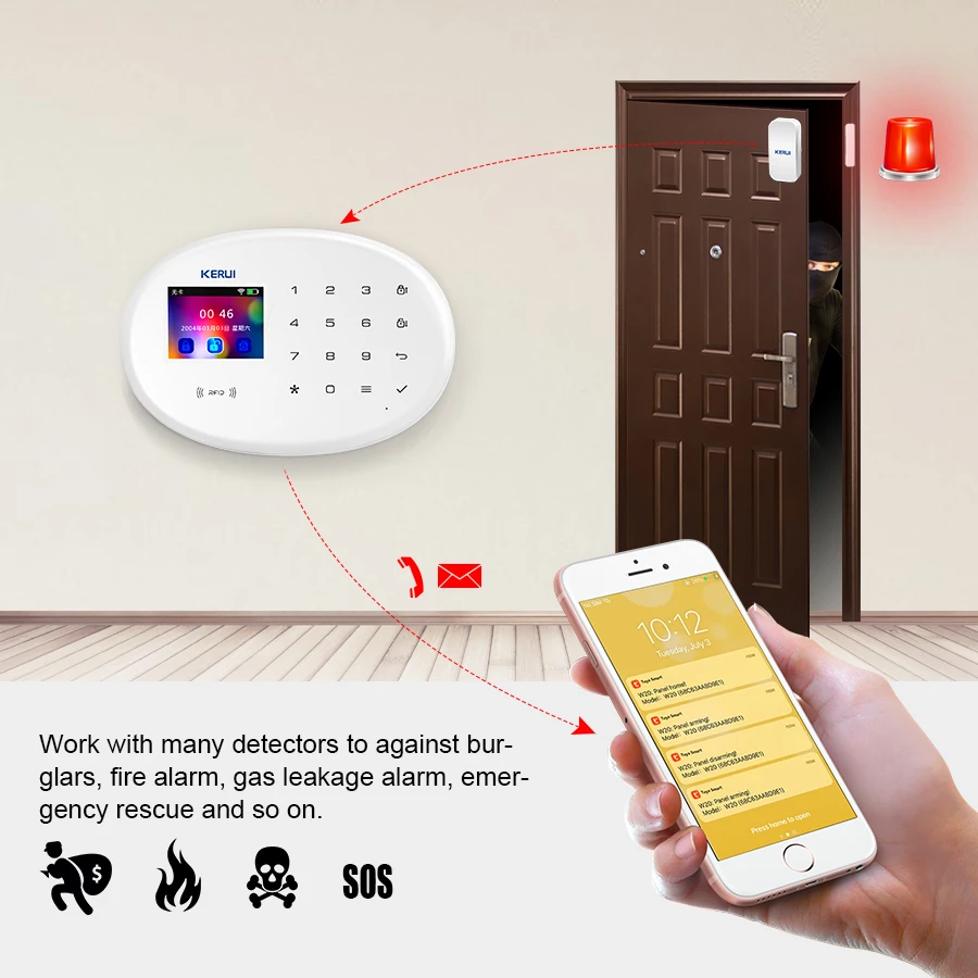 Фото KERUI W20 Сигнализация 4G WIFI GSM сигнализация RFID Tuya умная 433 МГц беспроводная домашняя KERUI W20 Сигнализация 4G WIFI GSM сигнализация RFID Tuya умная 433 МГц беспроводная домашняя