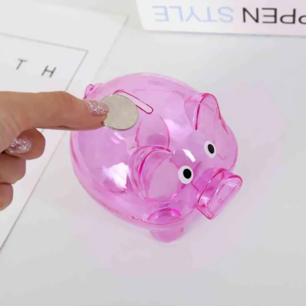 Hucha transparente de colores para beb&eacute;, Kawaii alcanc&iacute;a de dibujos animados, caja de juguetes para regalo para ni&ntilde;os y adultos-2