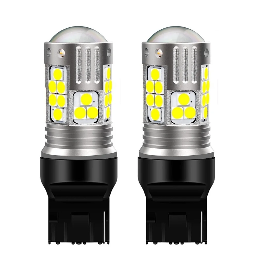 

2Pcs New T20 7440 W21W WY21W Super Bright 3030 LED Car Brake Bulbs Turn Signals Auto Backup Reverse Lamp Daytime Running Light