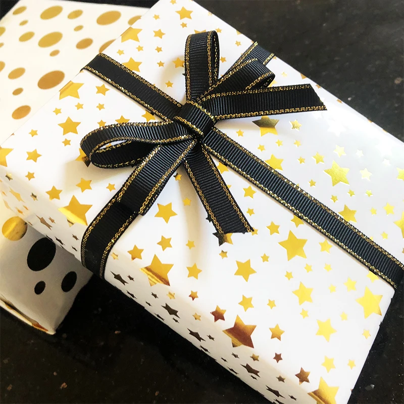 Подарочная бумага оберточная для рукоделия с золотой фольгой медная упаковочная