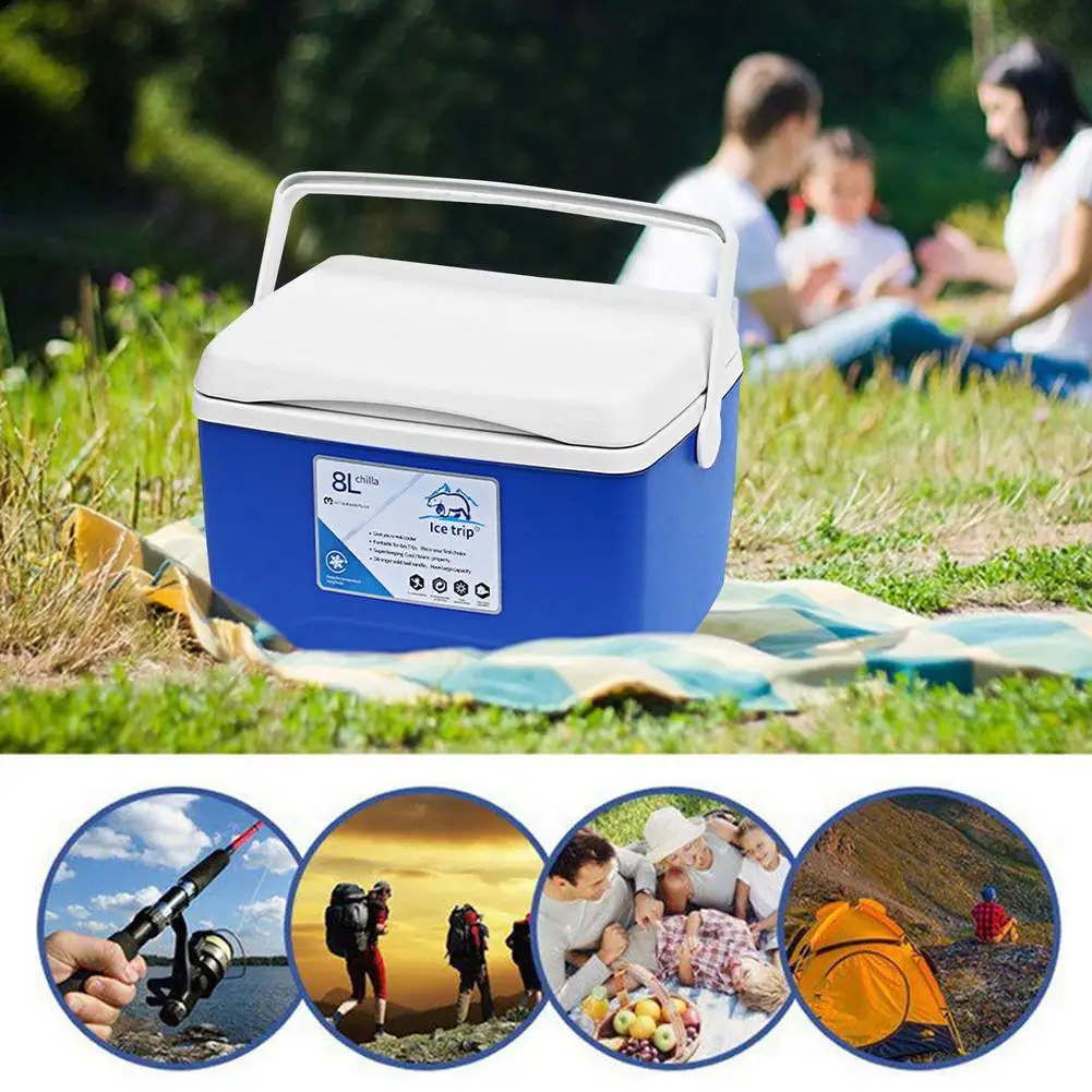 

8L Cooler Portable Outdoor Excursion Picnics Cooler Box Camping Practical Preservation Box Refrigerator