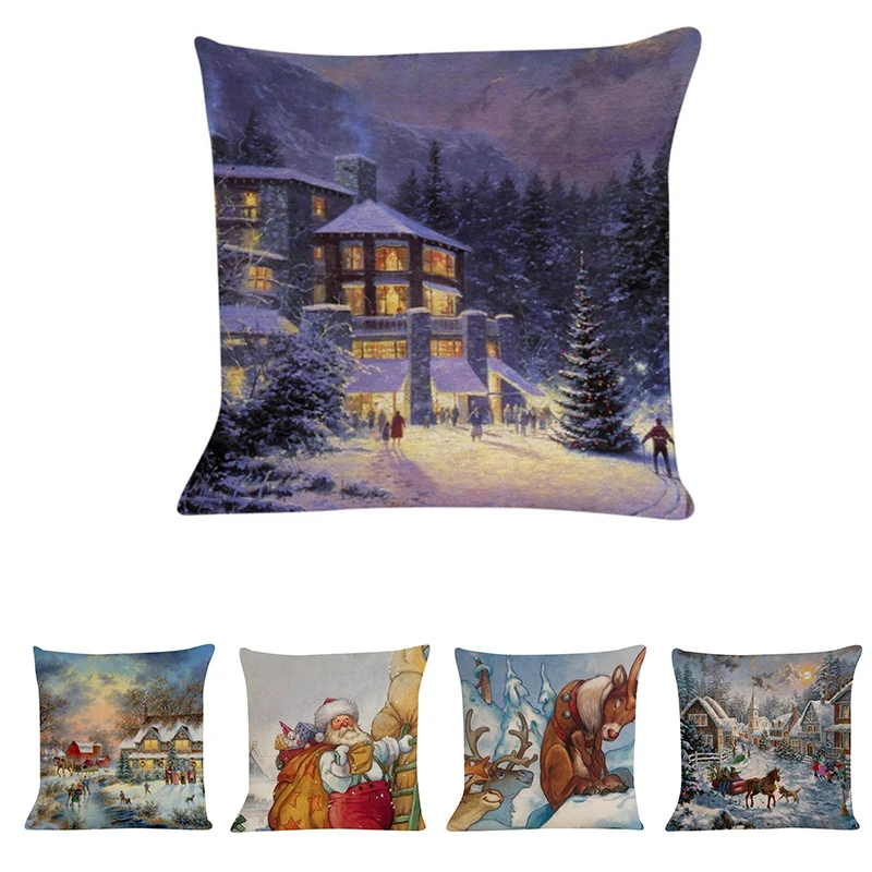 Merry Christmas Style Pattern Pillow Cases Square Sofa Throw Pillowcases Seat Cushion Covers Home Decor | Дом и сад