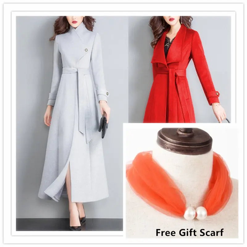 Женское облегающее пальто на одной пуговице длинное серое офисное с воротником