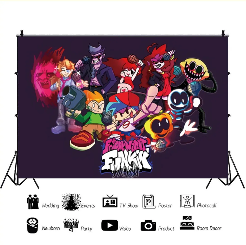 Funkin-Fondo de fotograf&iacute;a tel&oacute;n personalizado para fiesta de cumplea&ntilde;os, cartel para Baby Shower, Chico, decoraciones de fiesta-5