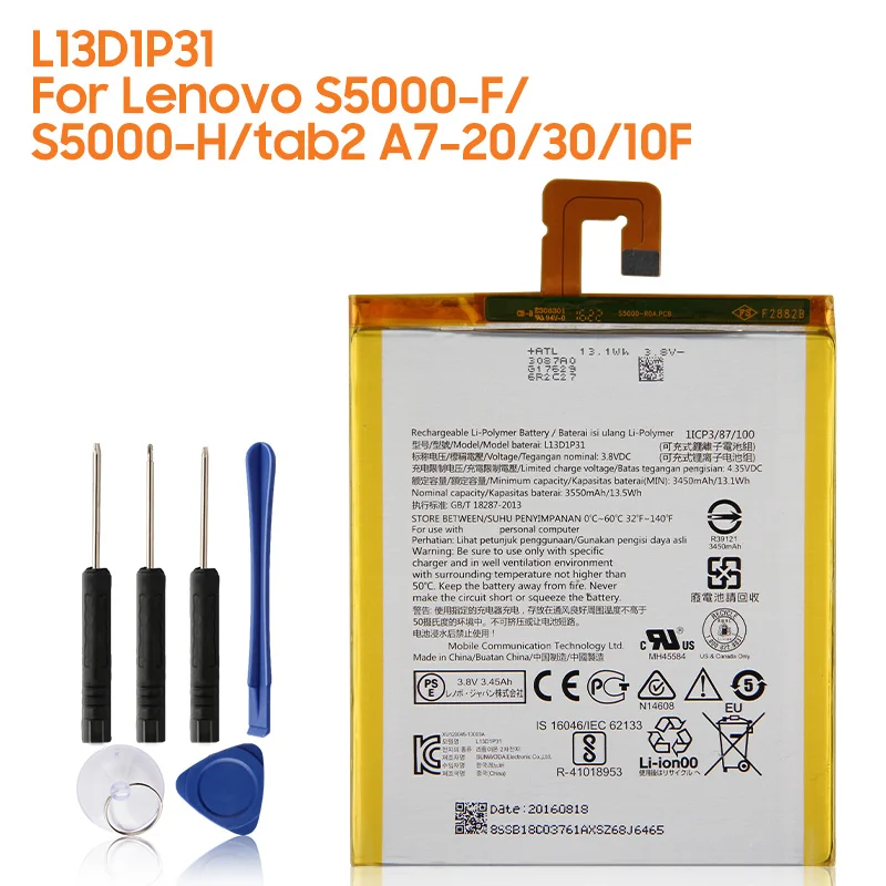yelping L13D1P31 Lenovo Battery For Lenovo S5000-F/S5000-H/tab2 A7-20/30/10F Tablet Battery 3450mAh