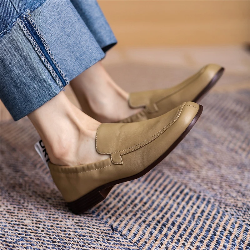 

VERCONAS Casual Concise High Quality Genuine Leather Women Pumps Comfortable Low Heels Working Shoes Woman Spring New Arrival