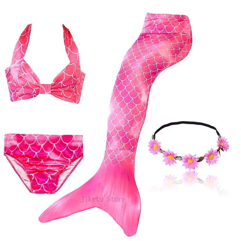 Kids Swimming Mermaid Tail Bikini Set can add with Monofin Flipper Ariel Costumes Cosplay Swimsuit Bathing Suit for Girls