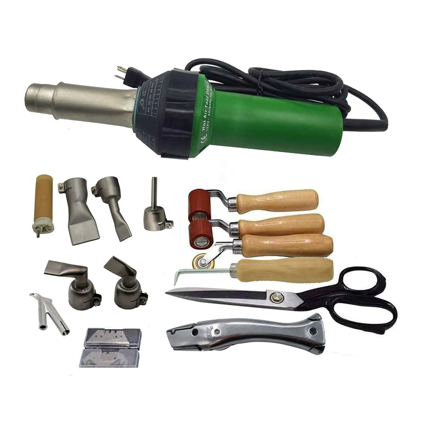 

Профессиональный тепловой пистолет 1600 Вт, Комплект сварочный фонарь горячего воздуха для однослойного битума, ПВХ/TPO, инструмент для сварки Кровельных Мембран