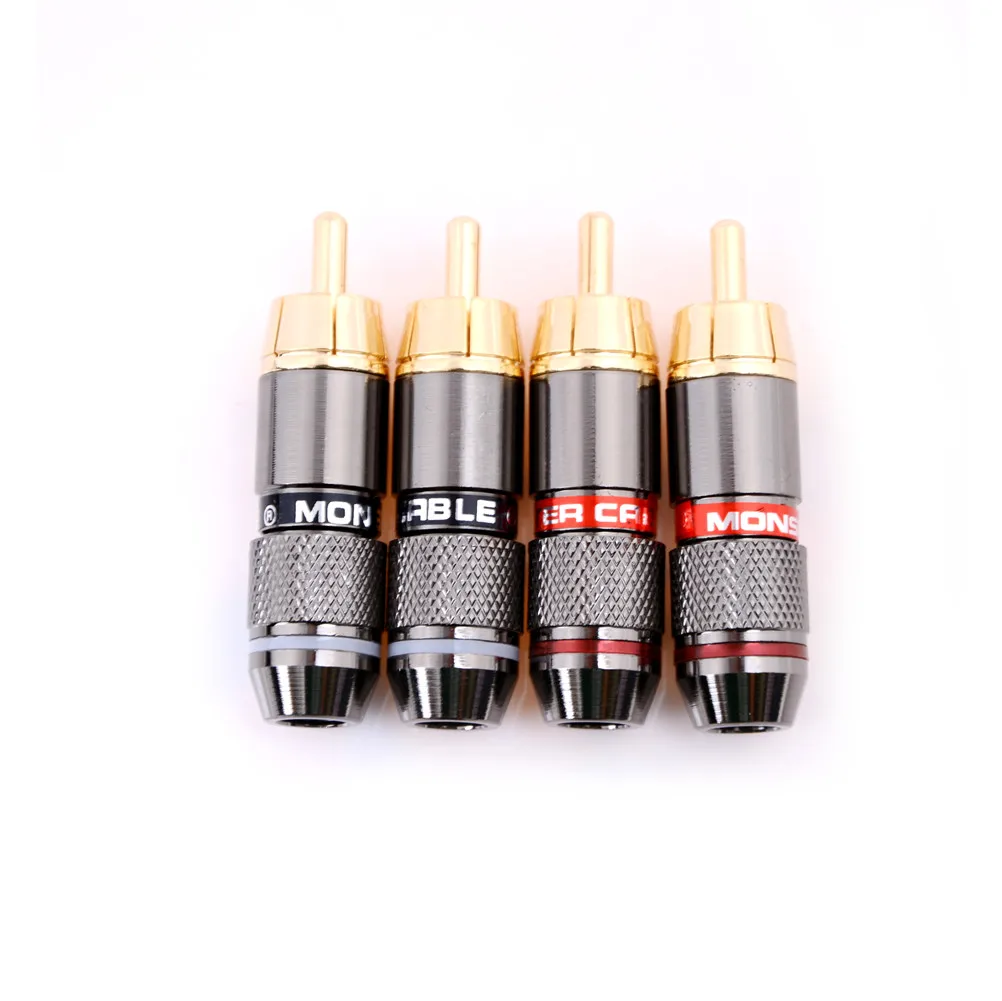 

4pcs/lot High Quality Gold Plating RCA Connector RCA Male Plug Support 6mm Cable Wholesale