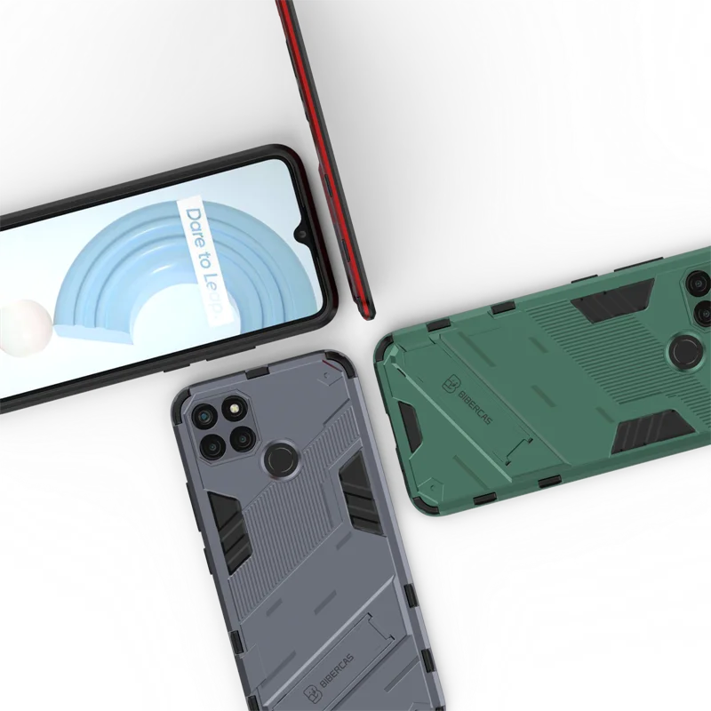 for realme c21y case punk stlye rubber armor bracket hard cover for realme c21y case for realme c21y c25y realme narzo 50a 50i free global shipping