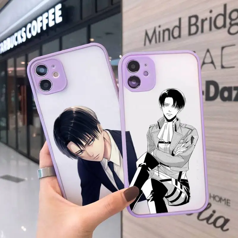 

Attack on titan Phone Cases Matte transparent For Purple iPhone 12 Mini 11 Pro XR XS Max 7 8 Plus X Back Cover