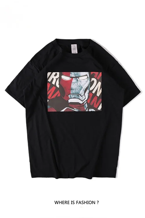 

Disney Marvel Comics 2021 Iron Man T shirt short sleeve Harajuku loose cotton couple T shirt miraculous ladybug