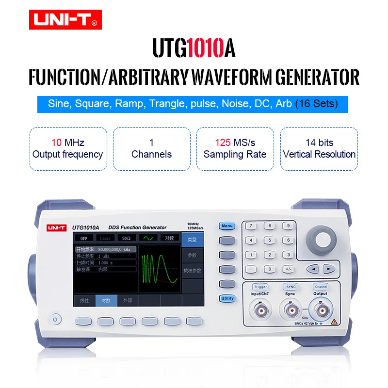 

UNI-T UTG1010A Original Function/Arbitrary Waveform Generator/Single Channel/10MHz Channel Bandwidth/125MS/s Sample Rate