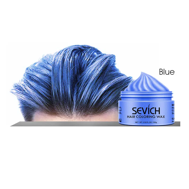 Blue Sevich цветной воск для волос 100 г временные волосы цветной воск для мужчин DIY прическа грязевая формовочная паста Краска Крем гель одноразовая Краска крем для волос - Цвет: Blue