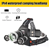 led headlamp waterproof usb head light aluminium alloy waterproof flashlight for fishing hiking hunting camping outdoor light