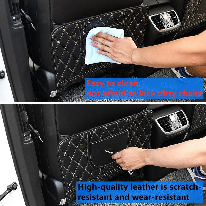 

Suitable for Ford Mustang car PU leather anti-kick pad car waterproof seat back cover anti-fouling pad with storage bag