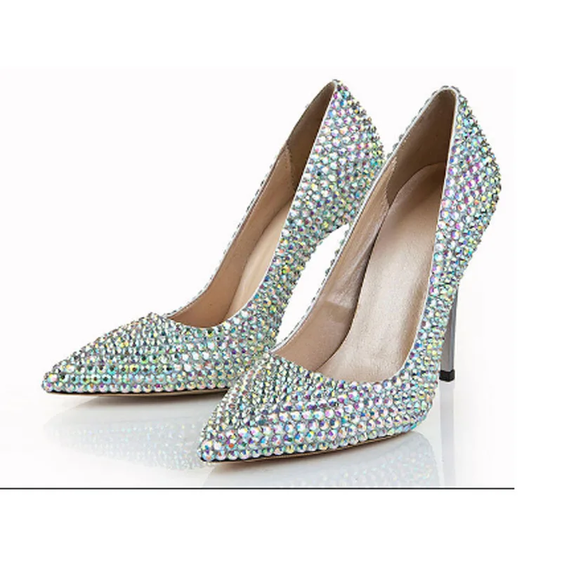 

High heeled shoes women wedding shoes Bridesmaid shoes banquet shoes women fashion diamond crystal high heels women's shoes