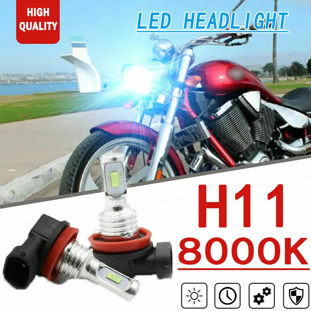 

2x H11 Ice Blue LED Headlight Kit For 06-08 VICTORY Cory Ness Jackpot 12V 70W 8000LM