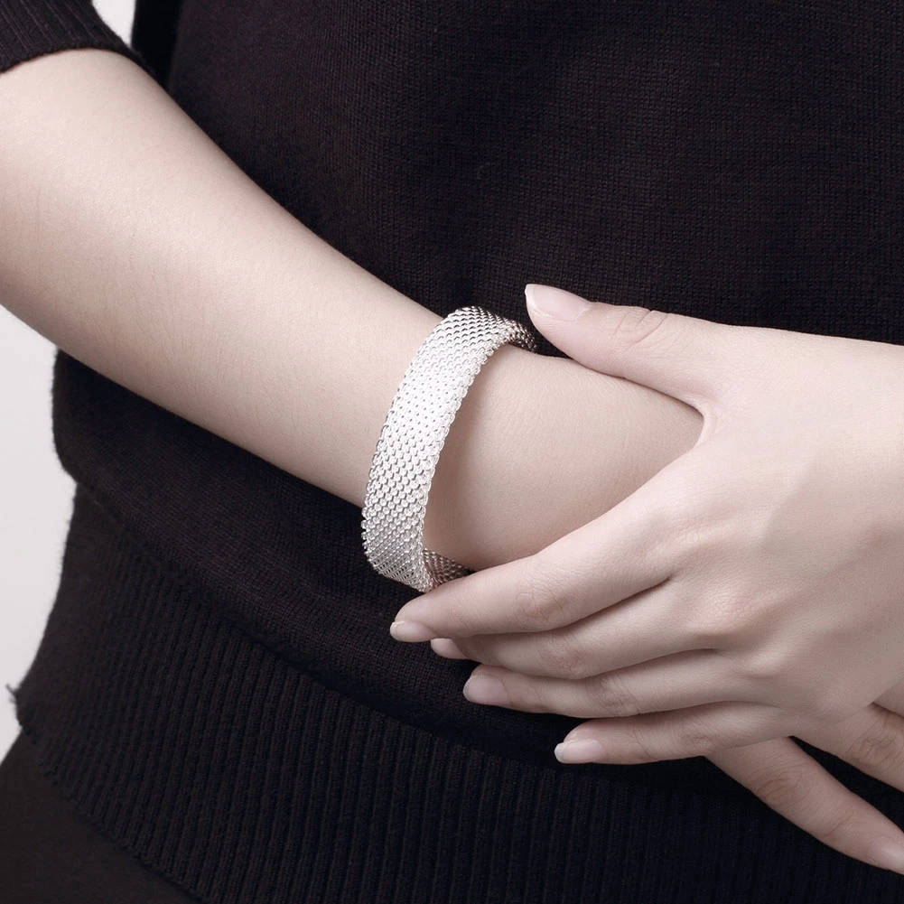 

INALIS Copper Mesh Bracelet Round Shaped Silver Color Bracelet Creative Design Send Wife Fashionable Jewelry Gift Best Selling