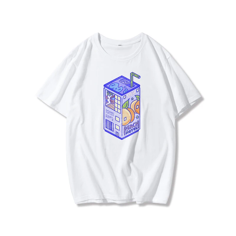 

Summer Ladies Harajuku Graphic T-shirt Top Cute and Funny Ulzzang T-shirt Kawaii Milk Cartoon Print Short-sleeved T-shirt