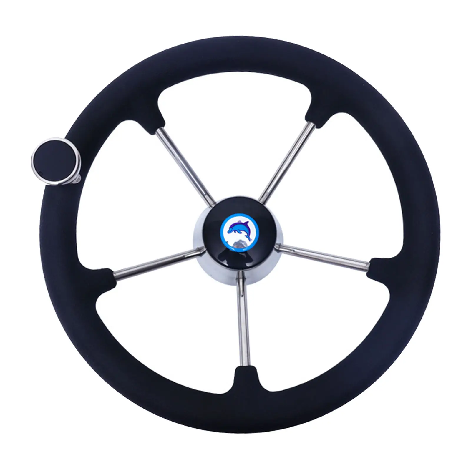 Boat Accessories Marine 13-1/2' Boat Stainless steel Steering Wheel with Polyurethane Foam Black Excellent feel Fits 3/4' Shaft