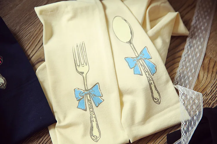 Милые женские бархатные колготки в стиле Лолиты AlicKawaii Alice in Wone Fork& Spoon, милые колготки в стиле Харадзюку, Колготки в стиле мори для девочек, 120D, чулки, 5 цветов