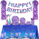 Одноразовая посуда с маленькой русалочкой, украшение для вечеринки на 1-й день рождения, детский праздничный набор для будущей мамы