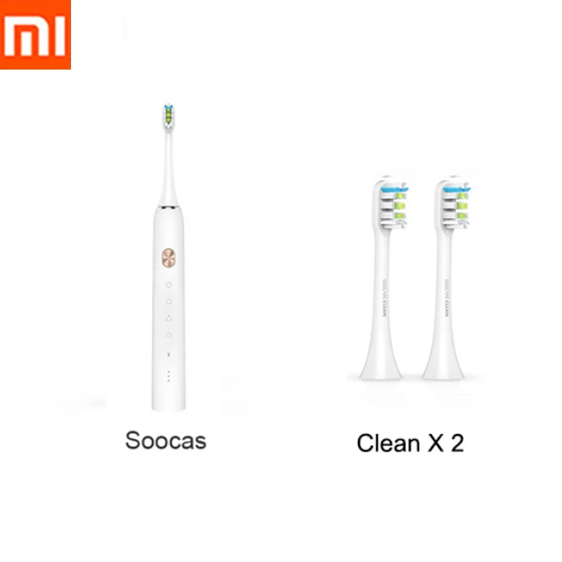 White add 2 brush Xiaomi Mijia SOOCAS X3 звуковая зубная щетка электрическая зубная щетка ультразвуковая Автоматическая обновленная USB заряжаемая для взрослых Водонепроницаемая IPX7 - Цвет: White add 2 brush