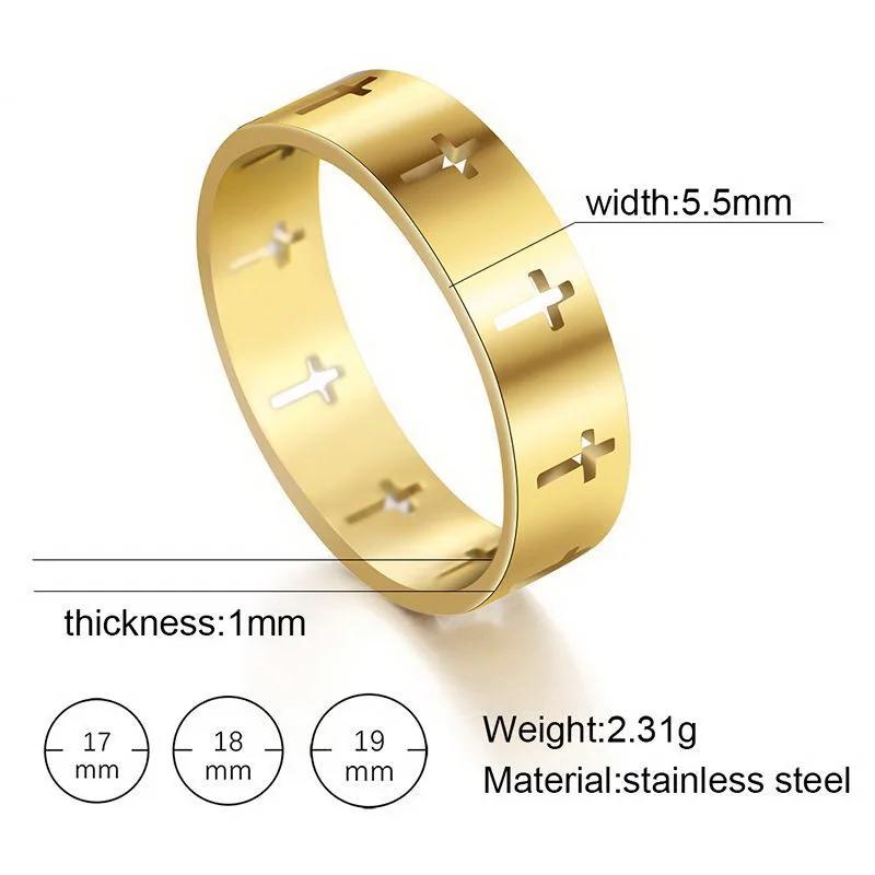 

Fashion Simple Hollow Cross Rings for Women Men Stainless Steel Finger Ring Couple Jewelry 2021 New Minimalist Rings Anillos