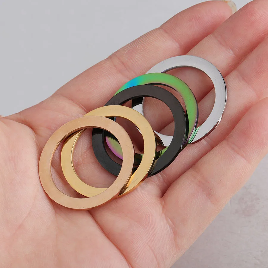 

100% Stainless Steel Circle Annulus Charm For Jewelry Making 30mm Metal Round Mirror Polished 10pcs