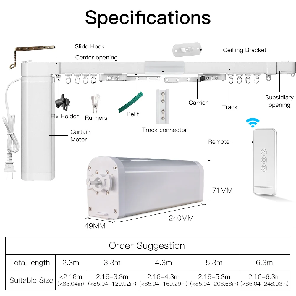 

New Smart WiFi Motorized Splicing Curtain DIY Track Tuya Motor RF Remote Smart Life Tuya APP Control With Alexa Google Home
