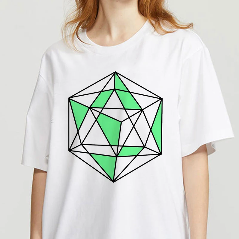 

Women 2021 Summer Short Sleeve Geometry Fashion Print Lady T-shirts Top T Shirt Ladies Womens Graphic Female Tee T-Shirt