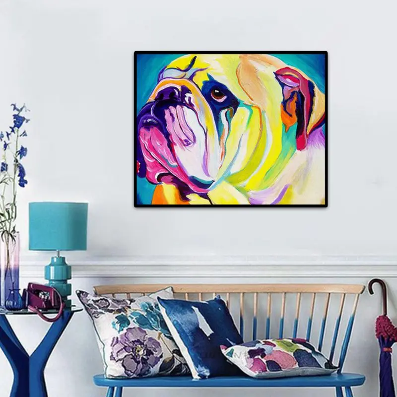 Мопс DIY картина маслом Краски ing по номерам Наборы с кисти акриловые краски