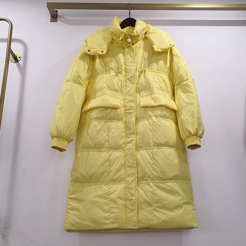 Autumn And Winter New Women Long Down Jackets White Duck Down Hooded Jackets Winter Warm Coats Parka Female Fashion Outwears