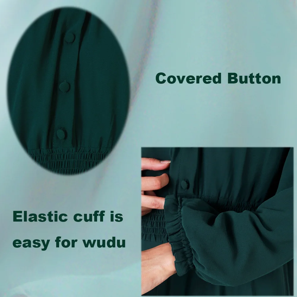 

Muslim Elastic Waist A-line Maxi Hijab Dress Women Solid Button Abaya Vestidos Plus Size Abaya Robes Dubai Arab Islamic Clothing
