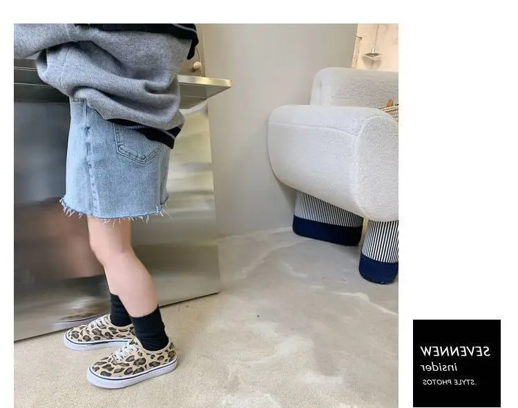 Летняя Корейская джинсовая юбка трапециевидная рваная одежда для маленьких