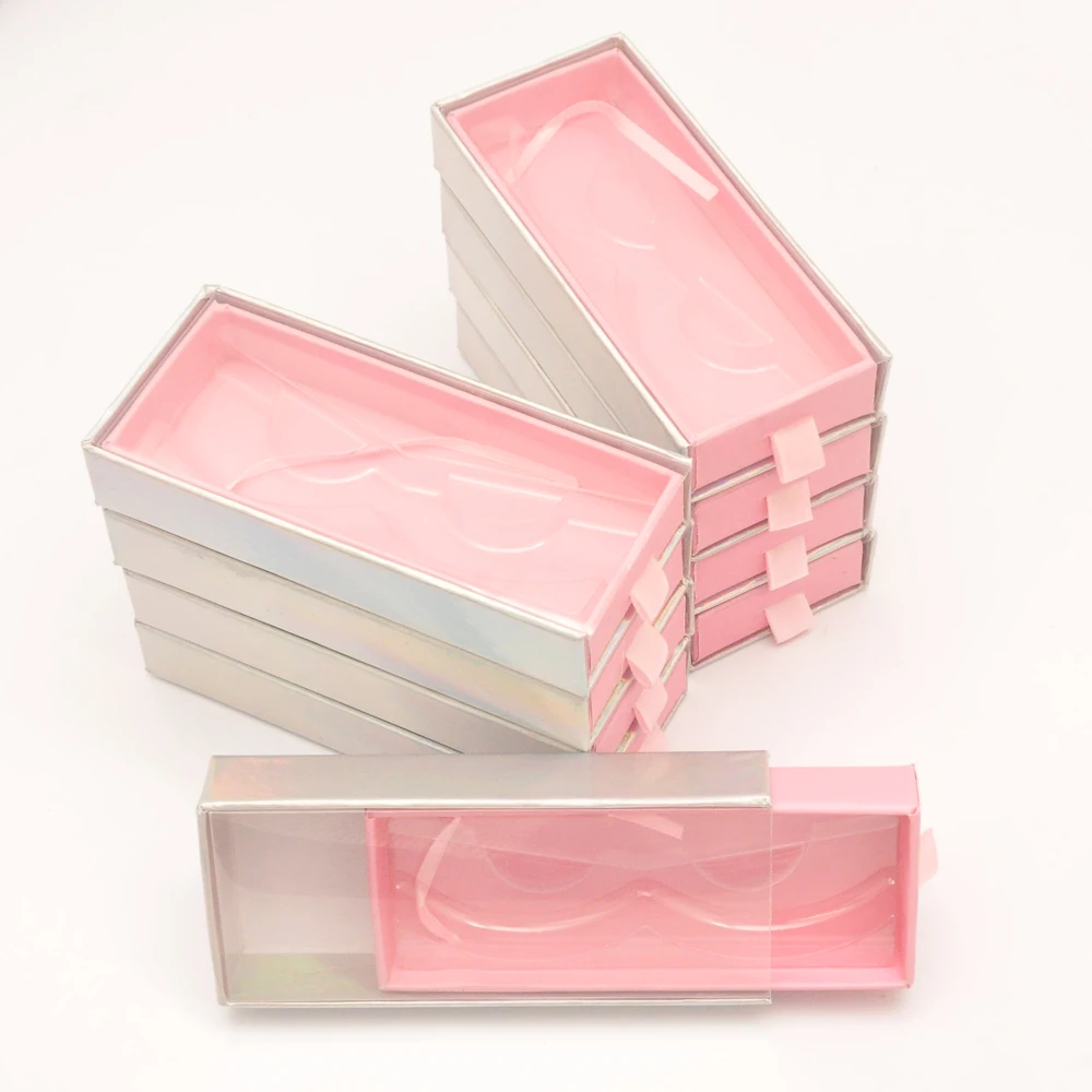 

10pcs/pack Wholesale Eyelash Packaging Box Lash Boxes Package Custom Drawer Glitter Pink Faux Cils Storage Makeup Case Vendors