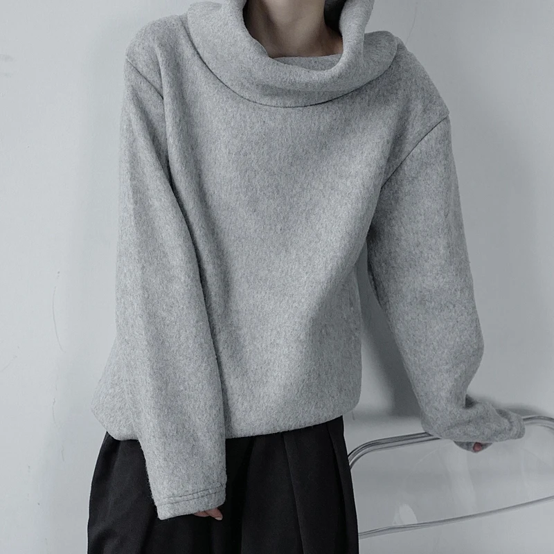 

Women Men Sweatshirt Fleece Thick Turtleneck Oversize Hoodie Female Streetwear Harajuk Dark Goth Owen Winter 2020 Japan Style