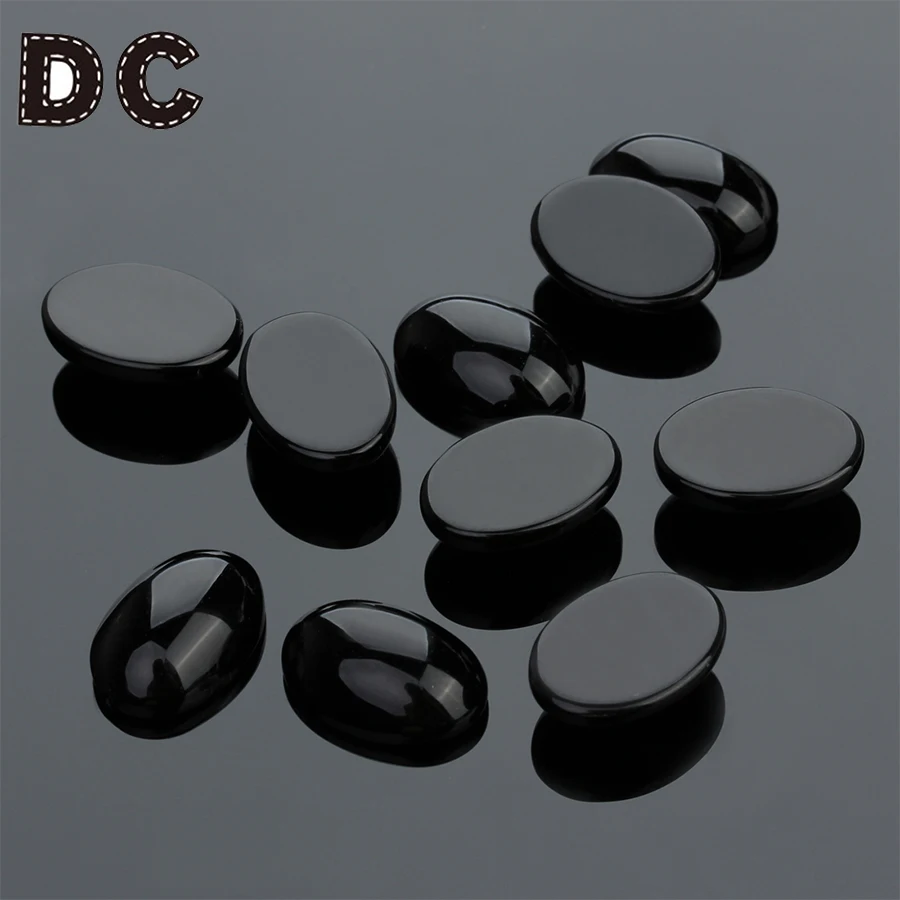 

10pcs Oval Natural Stone Cabochons Flat Round Black Bead Crystal Quartz Malachite Cabochon Cameo For Jewelry Settings DIY Craft