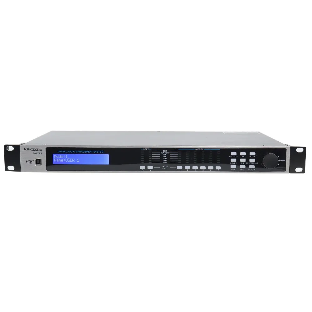 Leicozic DANTE2.6 2in 6out USB цифровой DSP процессор динамик процессор программное обеспечение управление processador аудио RS232, RS485 AC220V