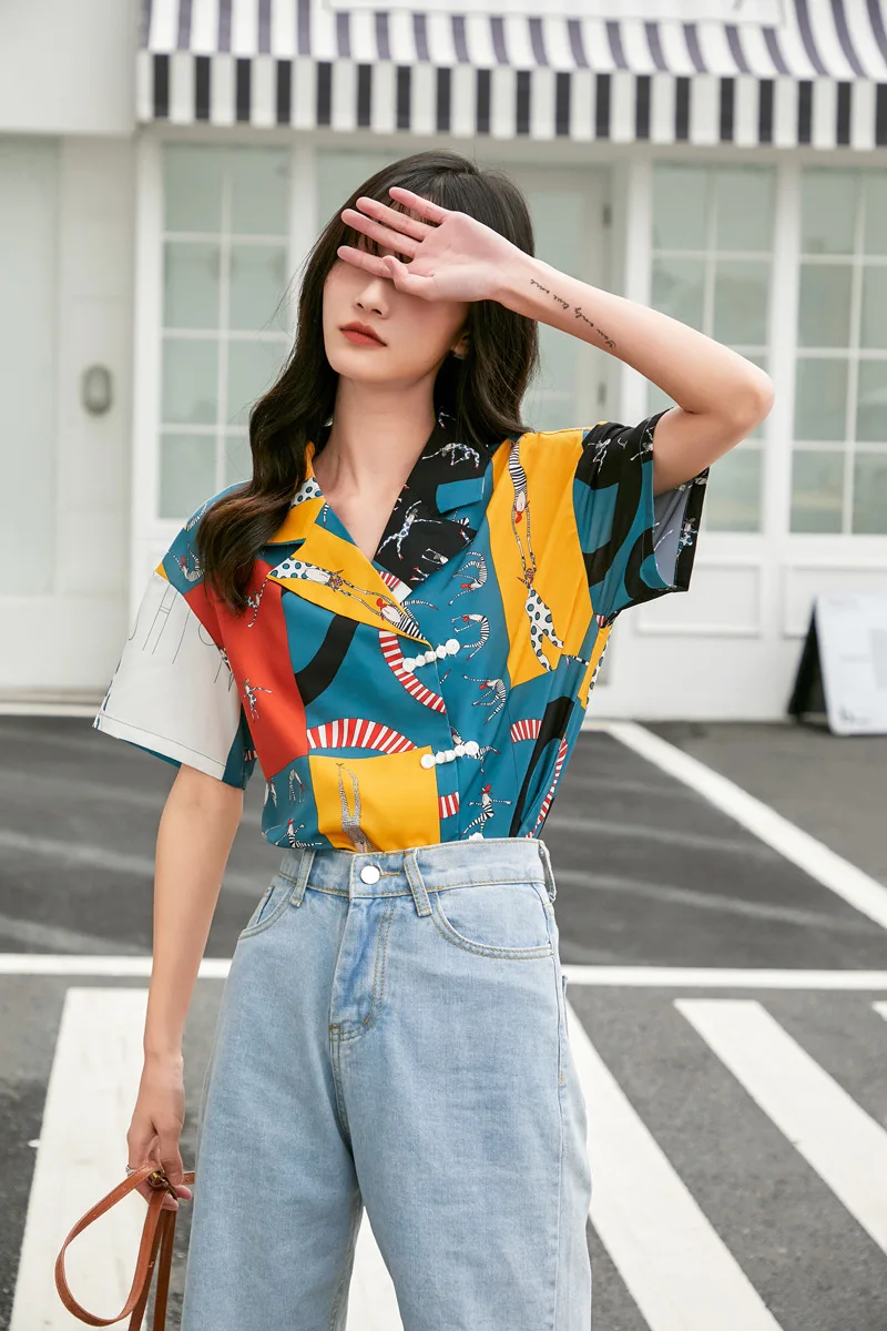 Новинка лета 2020 костюм воротник уличный тренд женский дизайн маленькая рубашка