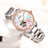 fashion ladies automatic watch women mechanical elegant womens watches luxury stainless steel wrist watches two flowers 2021