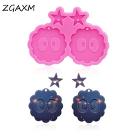 lm1116 shiny glossy five pointed star cartoon face earring silicone mold diy handmade jewelry accessories epoxy resin mold