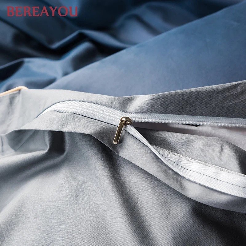 Роскошные постельные принадлежности хлопок сатин 60S домашний текстиль синий