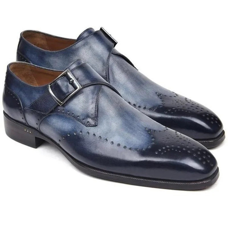 

New Arrival Handmade Pu Leather Monk Strap Dress Man Shoes Casual Classic Business Formal Male Shoes Zapatos De Hombre HE050