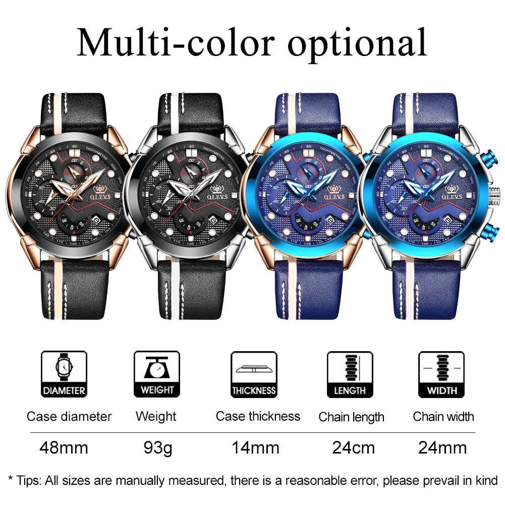 

Relogio Masculino 2020 Chronograph Men Watch Black Leather Mens Wristwatch Sport Waterproof Date Quartz Watch Man Clock luminous