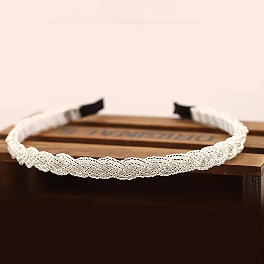 Аксессуары для волос Корейская однотонная повязка на голову с бусинами женщин и